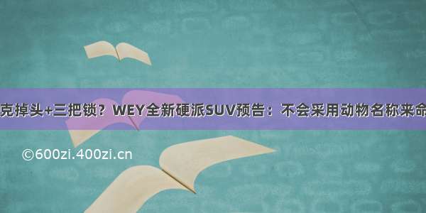 坦克掉头+三把锁？WEY全新硬派SUV预告：不会采用动物名称来命名