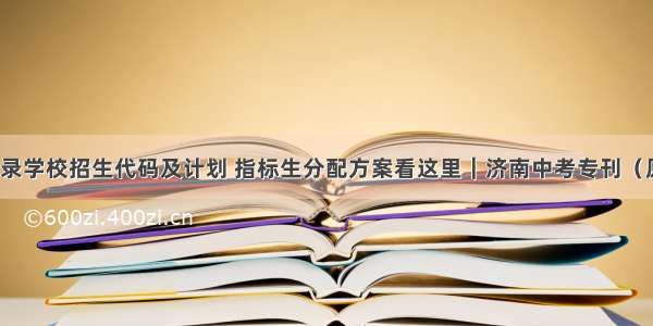 高中阶段招录学校招生代码及计划 指标生分配方案看这里｜济南中考专刊（原济南地区）