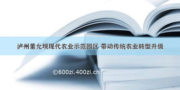 泸州董允坝现代农业示范园区 带动传统农业转型升级