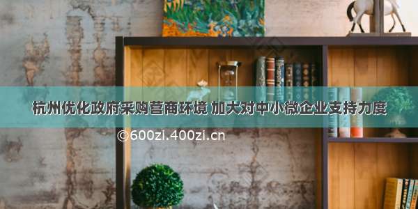 杭州优化政府采购营商环境 加大对中小微企业支持力度