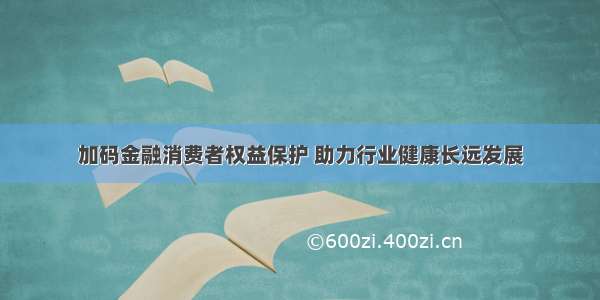 加码金融消费者权益保护 助力行业健康长远发展