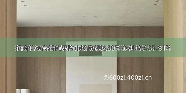 招商信诺高端健康险市场份额达30% 净利增长35.81%