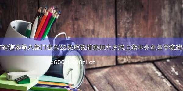 上海市经信委等八部门出台22条政策措施加大支持上海中小企业平稳健康发展