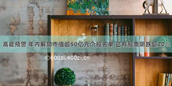 高能预警 年内解禁市值超50亿元个股名单 已有股票阴跌超20％