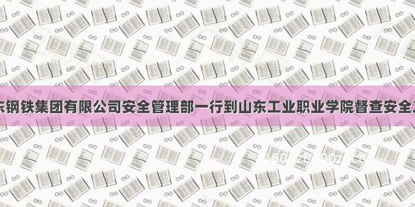 山东钢铁集团有限公司安全管理部一行到山东工业职业学院督查安全工作