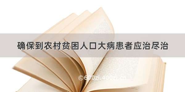 确保到农村贫困人口大病患者应治尽治