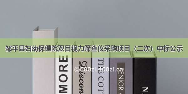 邹平县妇幼保健院双目视力筛查仪采购项目（二次）中标公示