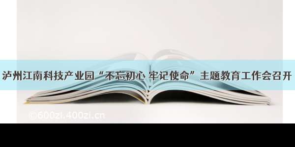 泸州江南科技产业园“不忘初心 牢记使命”主题教育工作会召开