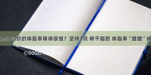 为什么你的体脂率降得很慢？坚持3点 榨干脂肪 体脂率“蹭蹭”掉