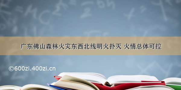 广东佛山森林火灾东西北线明火扑灭 火情总体可控