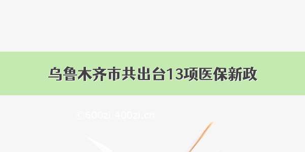 乌鲁木齐市共出台13项医保新政