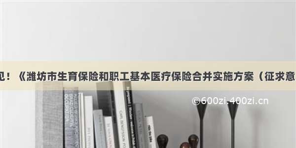 征求意见！《潍坊市生育保险和职工基本医疗保险合并实施方案（征求意见稿）》