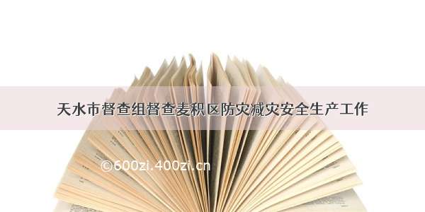 天水市督查组督查麦积区防灾减灾安全生产工作