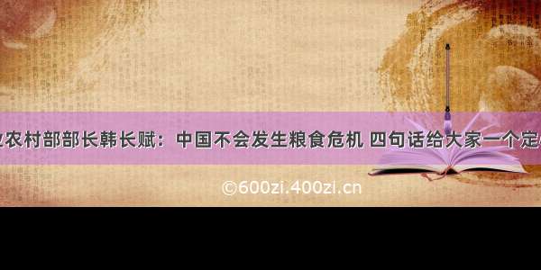 农业农村部部长韩长赋：中国不会发生粮食危机 四句话给大家一个定心丸