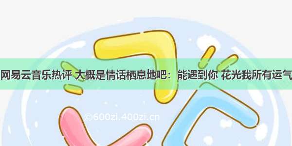 网易云音乐热评 大概是情话栖息地吧：能遇到你 花光我所有运气