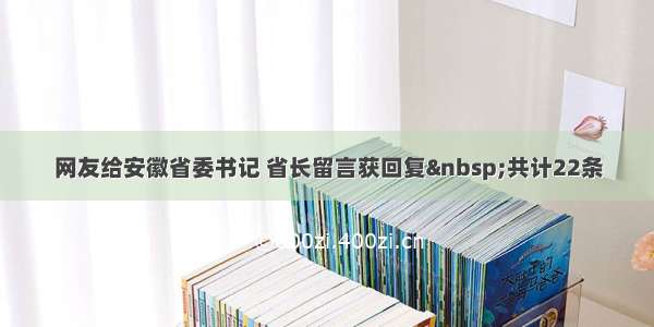 网友给安徽省委书记 省长留言获回复 共计22条