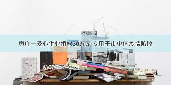 枣庄一爱心企业捐款30万元 专用于市中区疫情防控