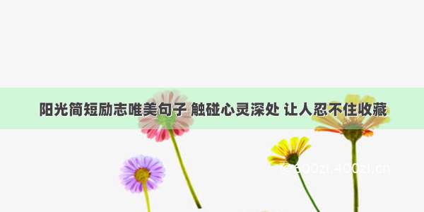 阳光简短励志唯美句子 触碰心灵深处 让人忍不住收藏