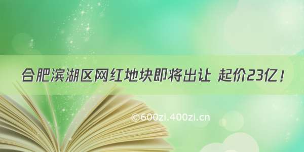 合肥滨湖区网红地块即将出让 起价23亿！