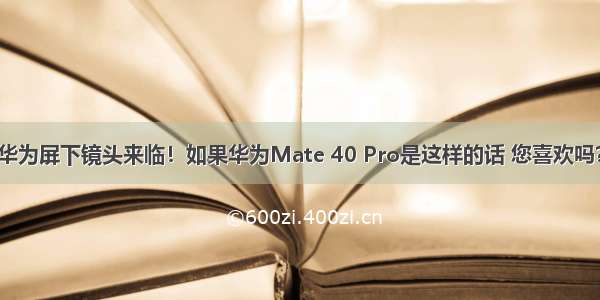 华为屏下镜头来临！如果华为Mate 40 Pro是这样的话 您喜欢吗？