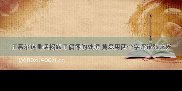 王嘉尔这番话揭露了偶像的处境 黄磊用两个字评论张艺兴