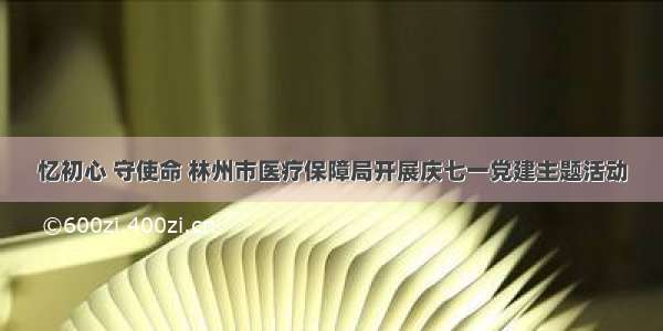 忆初心 守使命 林州市医疗保障局开展庆七一党建主题活动