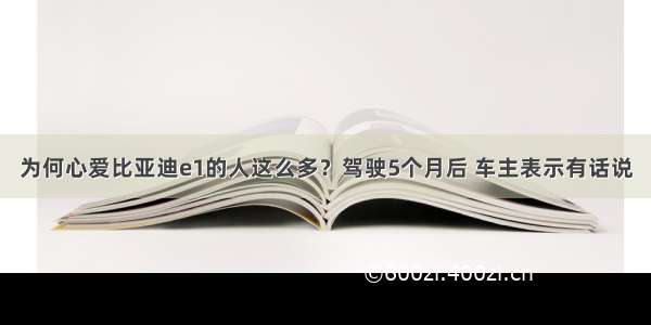 为何心爱比亚迪e1的人这么多？驾驶5个月后 车主表示有话说