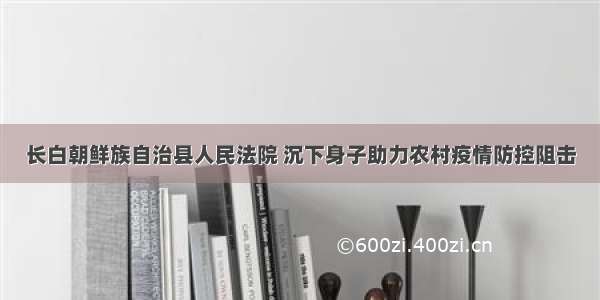 长白朝鲜族自治县人民法院 沉下身子助力农村疫情防控阻击