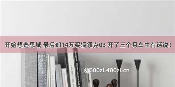 开始想选思域 最后却14万买辆领克03 开了三个月车主有话说！