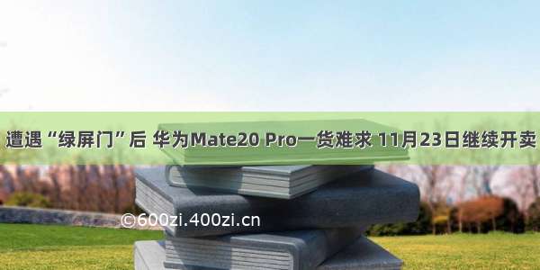 遭遇“绿屏门”后 华为Mate20 Pro一货难求 11月23日继续开卖