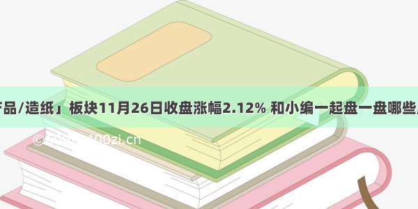 美股「林产品/造纸」板块11月26日收盘涨幅2.12% 和小编一起盘一盘哪些股票在上涨