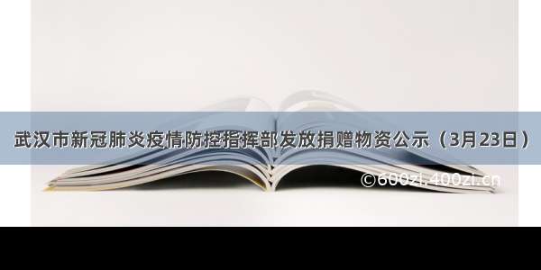 武汉市新冠肺炎疫情防控指挥部发放捐赠物资公示（3月23日）