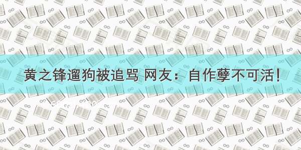 黄之锋遛狗被追骂 网友：自作孽不可活！