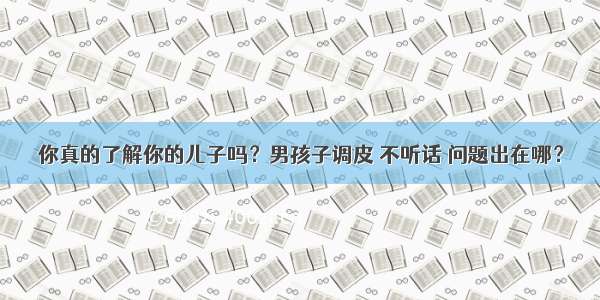 你真的了解你的儿子吗？男孩子调皮 不听话 问题出在哪？