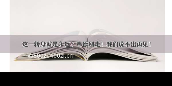 这一转身就是永远？韦德别走！我们说不出再见！