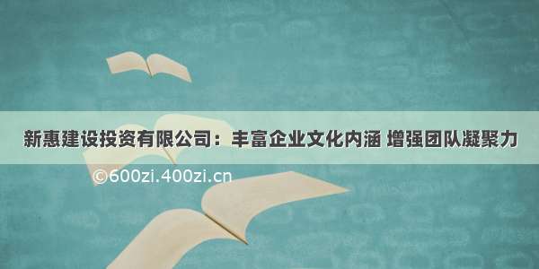 新惠建设投资有限公司：丰富企业文化内涵 增强团队凝聚力