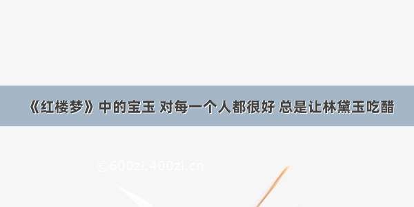 《红楼梦》中的宝玉 对每一个人都很好 总是让林黛玉吃醋