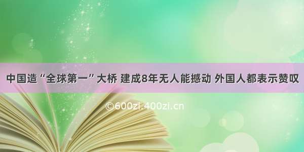 中国造“全球第一”大桥 建成8年无人能撼动 外国人都表示赞叹