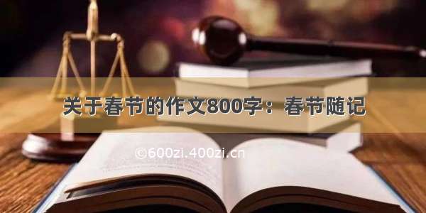 关于春节的作文800字：春节随记