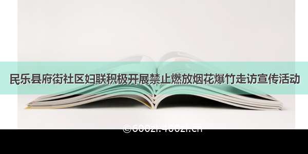 民乐县府街社区妇联积极开展禁止燃放烟花爆竹走访宣传活动