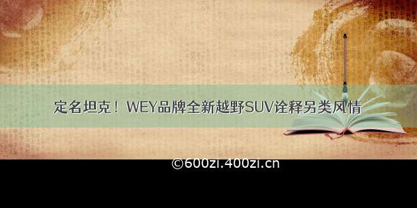 定名坦克！WEY品牌全新越野SUV诠释另类风情