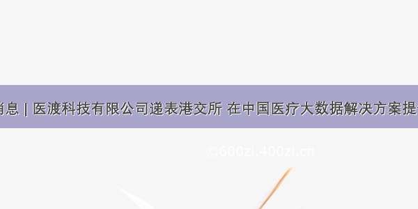 新股消息 | 医渡科技有限公司递表港交所 在中国医疗大数据解决方案提供商中