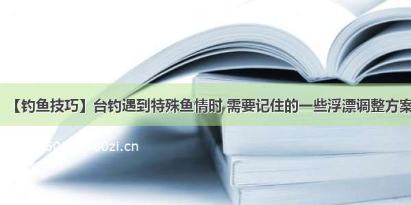 【钓鱼技巧】台钓遇到特殊鱼情时 需要记住的一些浮漂调整方案