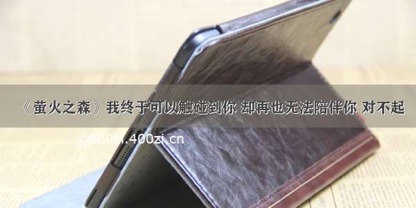 《萤火之森》我终于可以触碰到你 却再也无法陪伴你 对不起