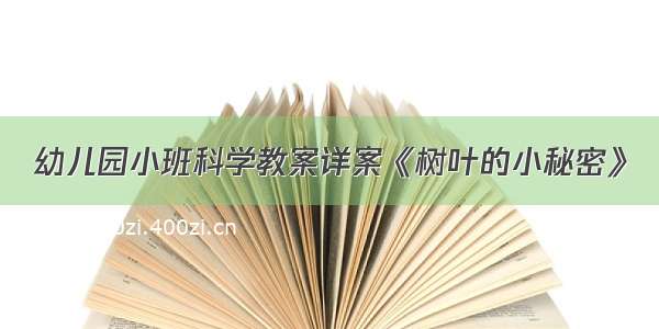 幼儿园小班科学教案详案《树叶的小秘密》