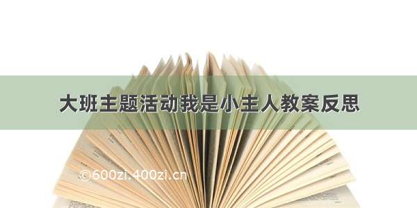 大班主题活动我是小主人教案反思