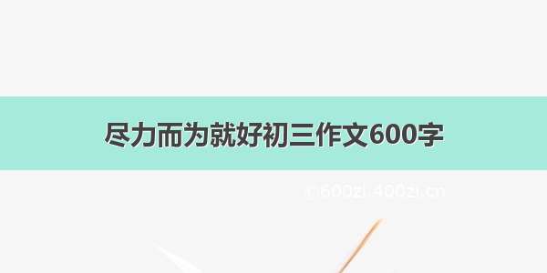 尽力而为就好初三作文600字