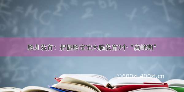 胎儿发育：把握胎宝宝大脑发育3个“高峰期”