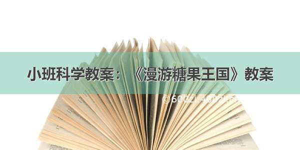 小班科学教案：《漫游糖果王国》教案