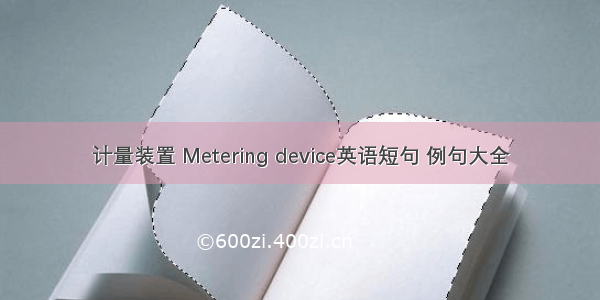 计量装置 Metering device英语短句 例句大全